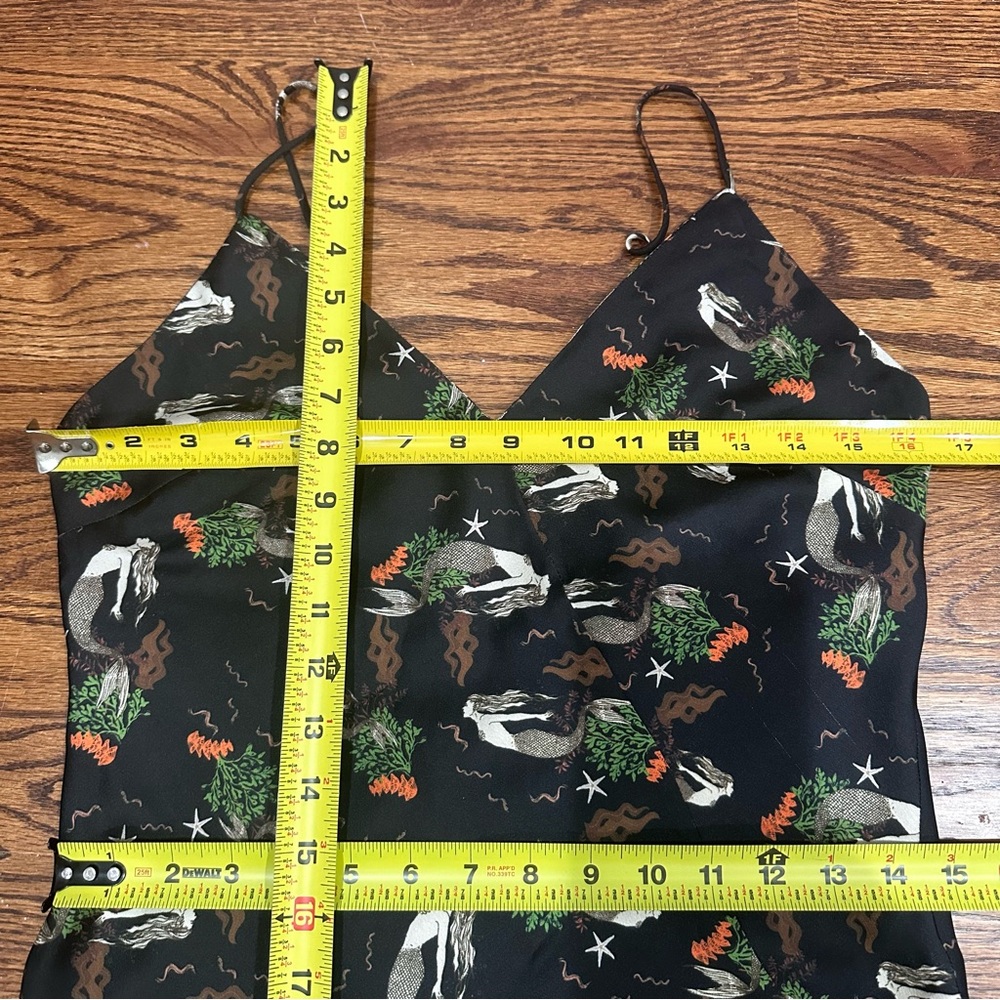 NWT Zara Black Satin Slip Dress Spaghetti Straps Mermaid Print Sexy Mini Size S - Picture 7 of 13